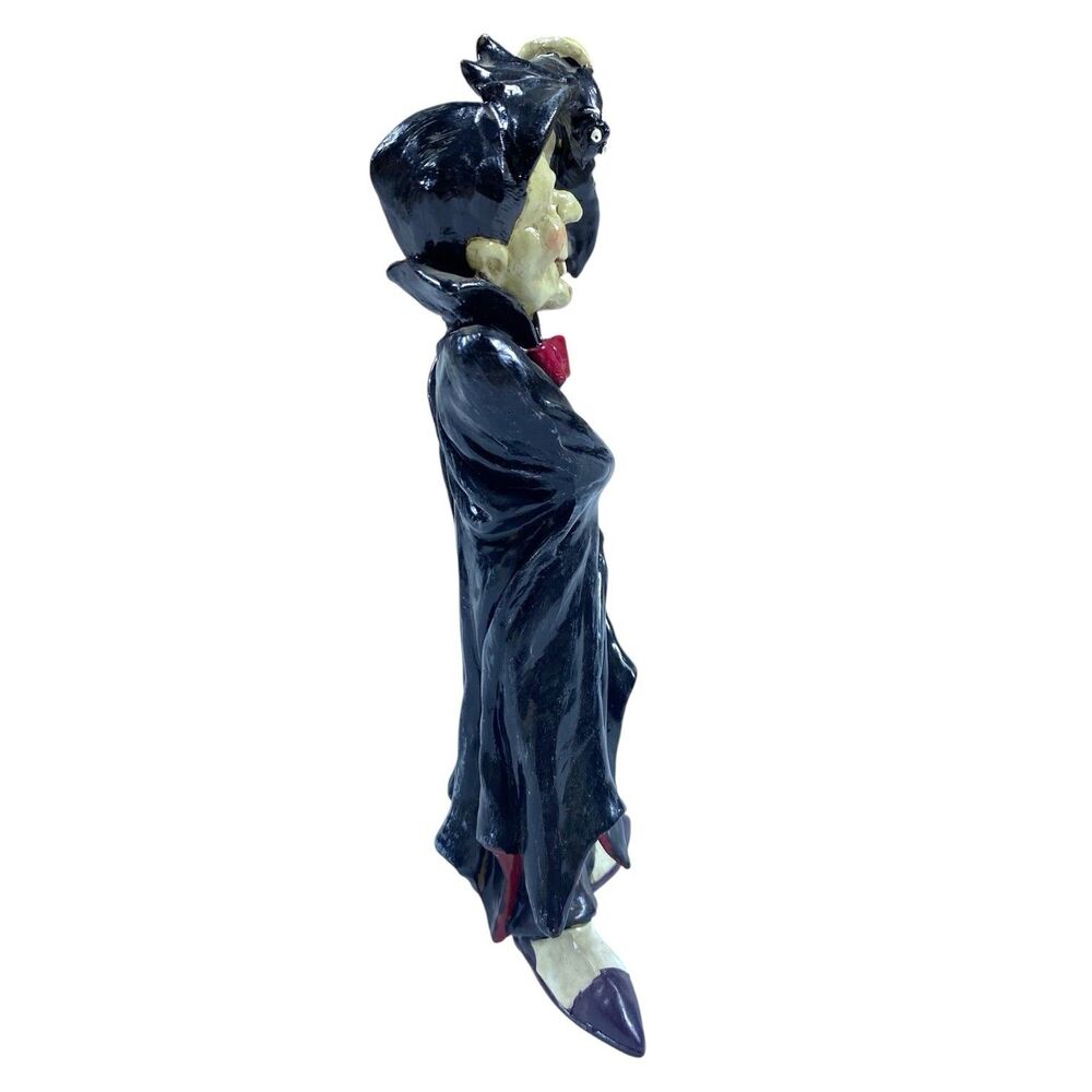 Vintage Casting Resin Dracula With Bat Standing Figurine Halloween Collectible - Picture 5 of 9